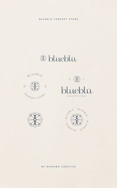 the bluebuu logo is shown in three different colors and font styles, including one for