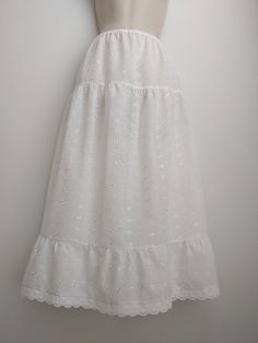 Slip Extender - Scalloped Eyelet White Cotton Tiered Petticoat Slip, Scalloped Eyelet Slip, Wedding Summer Wedding A-line Skirt, Summer Dresses With Broderie Anglaise And Tiered Skirt, Summer Tiered Broderie Anglaise Dresses, Summer Broderie Anglaise Tiered Skirt Dresses, Summer Broderie Anglaise Tiered Dress, White Ruffled Skirt Dress For Daywear, Lace Full Skirt Dress With Lined Skirt, White Ruffled Skirt Dresses, Spring Lace Dresses With Lined Skirt