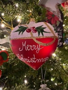 a christmas ornament hanging from the tree