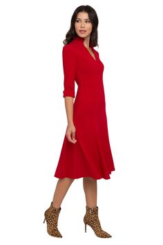 Our Kensington sheath offers a chic and relaxed fit. Cut from our Double Face Viscose Blend, this dress features a soft v-neckline, stand up collar, fitted bodice and full trumpet skirt. Dress falls 45 1/2Ó from shoulder. Fully lined with center back invisible zipper. Dress: 62% Polyamide, 33% Viscose, 5% Elastane. Lining: 95% Polyamide, 5% Elastane. Dry Clean with Care. Made in USA of Imported Materials. Malibu Blue, Trumpet Skirt, Black Halo, Stand Up Collar, Pacific Blue, Flattering Dresses, Double Face, Favorite Dress, Collar Dress