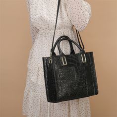 Free U.S. shipping. Style: Animal-print, Vintage , color:Black, suite for season：Spring, Summer, Autumn, Winter ，Anniversary, Work, Material Genuine Leather, Black Croc Printed Embossing Leather Square Mini Tote Handbag Large Rectangular Leather Shoulder Bag, Large Rectangular Leather Bag, Black Crocodile Pattern Shoulder Bag With Double Handle, Leather Satchel With Crocodile Pattern In Square Shape, Black Leather Bag With Crocodile Pattern, Square Leather Satchel With Crocodile Pattern, Black Leather Satchel With Crocodile Pattern, Square Leather Shoulder Bag With Crocodile Pattern, Elegant Large Square Shoulder Bag