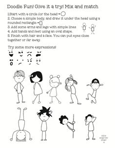 doodle fun give it a try mix and match activity for kids to learn how to draw