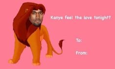 a valentine's day card with an image of a lion