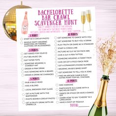 bachelor party scavenger game with champagne