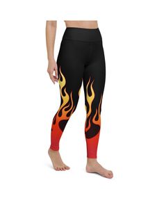 Phwar, Hot Dang, the Gearbunch Flame Pants. Make a statement & maybe move a little faster in these bold black leggings with rising red, orange and yellow flames Wear to yoga, the gym, or wherever makes you feel good. Be Happy, Be Bright, Be You with Gearbunch Flame Pants, Yoga Fashion, Squat Proof, Orange And Yellow, Best Yoga, Bold Black, Alo Yoga, Yoga Clothes, The Gym