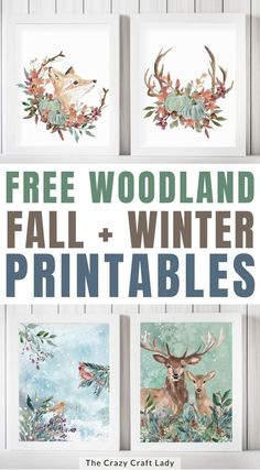 the free woodland fall and winter printables are great for decorating with kids