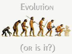 the evolution of man is shown in this humorous poster, which depicts men using tools to make