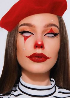 Nem Halloween Makeup, Easy Clown Makeup, Maquillage Halloween Simple, Easy Halloween Makeup, Mime Makeup, Halloween Make-up Looks