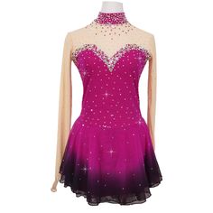 a purple and white figure skating dress