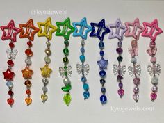 STAR HAIRCLIPS -ˋˏ ༻❁༺ ˎˊ- Cute hairclips in nine different colours! The star is the clip, and the beads dangle down into your hair. ✩ Materials (varying for each clip): Clip, rondelle beads, plastic bow bead, amethyst stones, and various other beads ✩ Length: 12cm - ONE SIZE ONLY ✩ Post a picture of you wearing our jewelry on Instagram and tag us for a shoutout! @kyesjewels Shipping ❀︵︵✦ ✩ See last picture for shipping policies Production Time ❀︵︵✦ ✩ It takes 3-5 days for me to finish an order Celestial Hair, Star Hair Clips, Cute Hair Accessories, Beaded Hair Clips, Two Year Anniversary, Popular Necklaces, Beaded Hair, Amethyst Stones, Mystery Bag