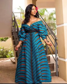 Blue Long Sleeve Ankara Dress, Ankara Fabric Maxi Dress With Print, Blue Ankara Fabric Maxi Dress, Bohemian Ankara Maxi Dress, African Maxi Dress Ankara, African Maxi Dress, Ankara Maxi Dress, Dress African Print, Dress Ankara