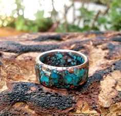 12mm Mixed Turquoise Copper Ring.  3.5-4mm Thickness. Turquoise Wedding Band, Wild Wedding, Sterling Silver Jewelry Rings, Biker Rings, Celtic Rings, Copper Cuff, Copper Ring, Turquoise Cuff, Western Jewelry