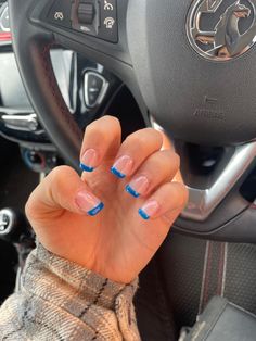 Blue French Tip Acrylic Nails Blue French Acrylic Nails, Blue French Nails, French Acrylic Nails, Blue French, French Nails, Nails Nails, Acrylic Nails, Nails, Blue