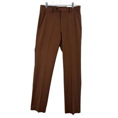 Alfani, Men's Slim-Fit Solid Suit Pants, Vicuna Brown, 30wx32l Msrp $135 Update Your Upscale Look With The Contemporary Slim Fit Of These Comfortable Suit Pants From Alfani. Slim Fit Pants Sit Slightly Below The Waist; Slim Fit Through The Hips And Thighs With A Straight Or Narrow Leg Opening Flat Front; Finished Hem; No Cuff Zip Fly With Button-And-Hook Closure; Belt Loops Two Side Slant Pockets; Two Back Button-Through Welt Pockets Permanent Crease Polyester/Viscose/Spandex Dry Clean Imported Brown Tapered Leg Business Pants, Brown Tapered Leg Pants For Business, Brown Dress Pants With Straight Hem For Business, Brown Business Pants Full Length, Formal Brown Flat Front Pants, Brown Full Length Business Pants, Cowboy Outfit For Men, Dress Pants Men, Dark Brown Pants