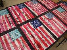 the american flag quilt is laid out and ready to be sewn on for someone's project