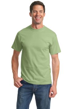 Shop Port & Company PC61T in Pistachio & get instant bulk discounts. This 100% Cotton Adult T-Shirt is often used for Keep It Blank projects by our customers | Ships Fast | Award-Winning Customer Service. Wholesale T Shirts, Mens Workout Shirts, Free Label, Mens Essentials, Classic Silhouette, Big And Tall, Matching Shirts, Pistachio, Shoulder Taping