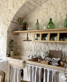 the kitchen is clean and ready to be used for breakfast or dinner time, as well as other things that are kept on the shelves