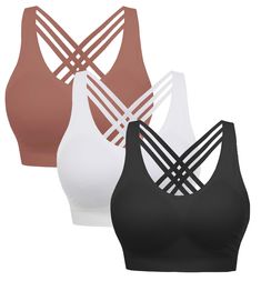 PRICES MAY VARY. Seamless Design & Removeable Soft Padding, gives you maximum freedom of movement. Made with lightweight, moisture-wicking power fabric, mesh fabric lining help keep you cool and comfortable. Pull-on closure. Wirefree and removable padding gives you more comfort.Crisscross back straps let you twist with ease, removable cup add shape and give coverage. The strappy sports bra is suit for versatile activities like yoga, pilates, jogging, running, biking, boxing, bowling, tennis, dan Walking Fitness, Best Sports Bras, Strap Bra, Sport Bras, Crop Bra, Fitness Classes, Strappy Sports Bras, Yoga Sports Bra, Yoga Bra