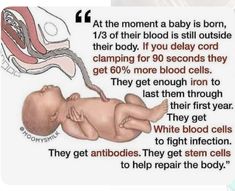 a baby laying on its back with the caption that reads, at the moment a baby is born, 1 / 3 of their blood is still outside