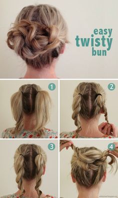 Easy Twisty Bun Hairstyle Tutorial 5 Minute Hairstyles, Fishtail Braid, Hair And Beauty, Long Hairstyles, Hair Color Ideas, Messy Bun