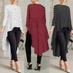 Womens Blouses Summer, Pattern Dress Women, Pleated Tops, Oversize Women, Loose Outfit, Summer Blouses, Polka Dot Blouse, Hot Dress, Womens Tunics