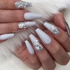 35 BREATHTAKING ALMOND NAIL ART DESIGNS TO COPY - Page 2 of 2 - Inspired Beauty Nail Art Blanc, Nail Art Mariage, Wedding Nail Art Design, Grey Nail Designs, Nails Holiday, New Nail Designs, Nails Prom, Christmas Nails Acrylic