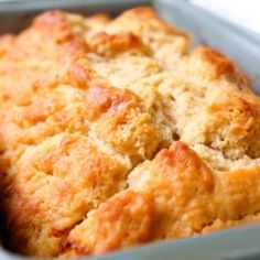 a loaf of bread sitting in a pan