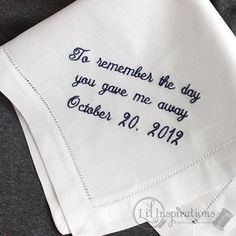 Father of the Bride Handkerchief Personalized Hankerchief for Dad - Wedding Handkerchief - Father of the Bride Gift - Custom Pocket Square Father Daughter Wedding, Father Of The Bride Wedding, Wedding Hankerchief, Daughter Wedding Gifts, Father Of The Bride Gift, Dad Wedding Gift