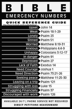 the bible emergency numbers page on an iphone