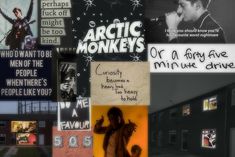 a collage of photos with words and pictures on them that say arctic monkeys or forty five minute drive