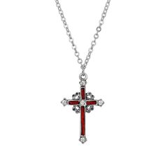 in stock Vintage Red Cross Jewelry, Symbols Of Faith, Enamel Cross, Crystals Necklace, Heirlooms Jewelry, Life Symbol, Elegant Red, Cross Jewelry, Necklace Online