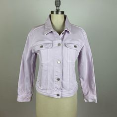 J. Crew Denim Jacket In An Appealing Lavender Color, Brand New. Size Xs With A Classic, Comfortable, Oversized Fit. Fitted Solid Denim Jacket For Spring, Purple Button-up Outerwear With Pockets, Purple Cotton Outerwear With Pockets, Casual Purple Cotton Outerwear, Spring Purple Outerwear With Pockets, Purple Spring Outerwear With Pockets, Spring Denim Workwear Jacket, Purple Button-up Cotton Outerwear, Spring Solid Color Relaxed Fit Denim Jacket