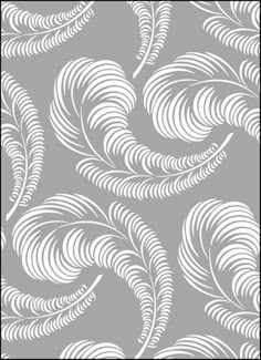 a gray and white wallpaper with swirly leaves on it, as well as a black frame