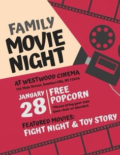 an advertisement for the family movie night at westwood cinema