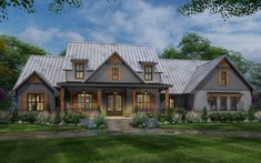 this is a computer rendering of the front elevation of these country homeplans plans