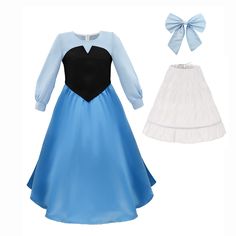 PRICES MAY VARY. This princess long dress include-One blue Meimaid costume, one Hairbow and one white Bustle . There are 4 sizes cover full range of the Ariel dress.Girl-100(Height:37-41Inch),Girl-110(Height:41-47Inch）,Girl-120(Height:47-51Inch)Girl-130(Height:51-55Inch) Great for Mermaid theme party,Birthday party,Halloween dress up,Photo shooting,Daily casual,Cosplay etc Washing for princess costume-it is recommended that it be hand washed or spot cleaned. It can be free return and exchangeif Mermaid Princess Dress, Ariel Halloween Costume, Tiffany Costume, Ariel Costume, Ariel Costumes, Little Mermaid Dresses, Disney Princess Costumes, Disney Dress Up, Baby Costumes Girl