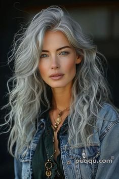 White Hair Highlights Going Gray, Grayish Blonde Hair, Long Grey Hair, Hair Color Guide, Long Silver Hair, Grey Hair Looks, Grey Hair Don't Care, Silver Haired Beauties, Hair Pics