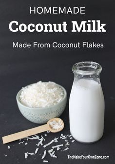 homemade coconut milk made from coconut flakes