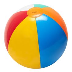 a multicolored beach ball on a white background