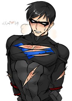 a drawing of a man in a batman costume with his hands on his hips and eyes closed