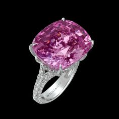 23.89ct pink Sri Lanka sapphire Diamond Pave Ring, Pink Sapphire Diamond Ring, Pink Sapphire Jewelry, Sapphire Jewellery, Single Stone Ring, Pink Diamonds, Pave Diamond Ring, High Jewellery, Crystals Jewelry