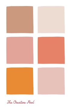 four different shades of orange, pink and brown with the words'the creative fool'in