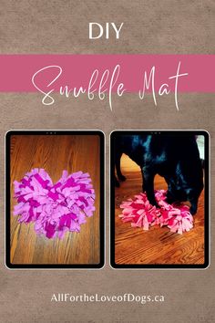 the diy sunflower mat is made with pink and purple paper flowers, on top of