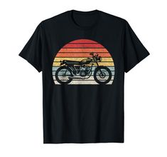 an old motorcycle with the sun in the background t - shirt for men and women