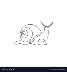 a snail is crawling on the ground continuous line art drawing, black and white illustration