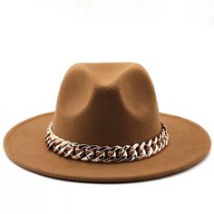 Accessorize any outfit with our most loved fashion fedora. Make heads turn in these. Size : 15.7" X 14.6" Material : 65% Polyester, 35% Cotton Chain Pointed Solid Panama Hat﻿Preorder only, item will ship on or around Jan 20th 2022. Once a Preorder has been placed it cannot be modified or cancelled. Tracking information will be emailed to customers when orders ship. Fedora Hat Summer, Fedora Hat Style, Mens Fedora Hat, Womens Fedora Hat, Cowboy Hat Styles, Fedora Women, Flat Top Hat, Thick Gold Chain, Mens Fedora