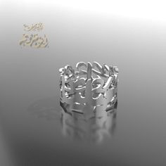 please allow 10 to 15 days to complete , this is made to order item . write the names you want in English or Arabic  , with the order please . we use 1.0 - 1.2 mm minimum thickness silver plate for the face of the ring so it will be strong and heavy . Any change on design can be discussed . We ship silver with DHL / Aramex and gold with Fedex / UPS  , shipping needs 3 - 7 days usually . Nice gift box included . Gold Approx. weight 5 - 7 grams 18k yellow gold . Certificate for gold weight and pur Elegant Silver Rings With Names, White Gold Engraved Ring For Wedding With Custom Name, Custom Name Engraved White Gold Wedding Ring, Silver Engraved Ring With Custom Name For Wedding, Custom Name Engraved White Gold Ring For Wedding, Silver Custom Name Engraved Ring For Wedding, Calligraphy Name, 18k Gold Necklace, Yellow Gold Wedding Band