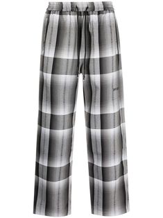 multicolour check pattern embroidered logo to the side elasticated drawstring waistband cropped wide leg two side slit pockets rear welt pocket Mens Activewear, Drawstring Waistband, Check Pattern, Off Duty, Logo Embroidered, Welt Pocket, Track Pants, Pajama Pants, Fashion Branding