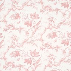 a pink and white wallpaper with flowers on it