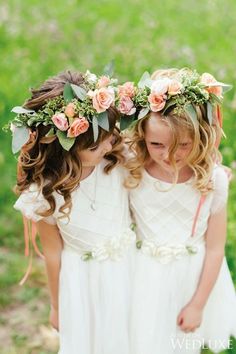 Hairstyles With Flower Crown, Wedding Hairstyles With Crown, Elegant Wedding Flowers, Rustic Bride, Flower Girl Accessories, Wedding Blush, Wedding Wonderland, Wedding Dresses Cinderella, Flower Girl Crown